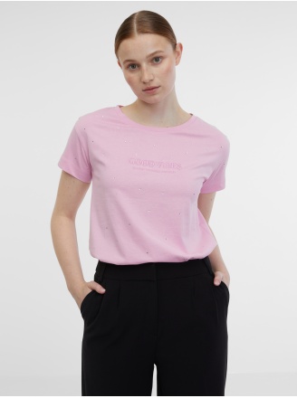Розова тениска с надпис