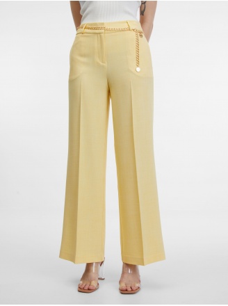 Жълт прав панталон с колан