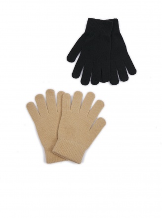 Комплект от два чифта ръкавици в черно и бежово