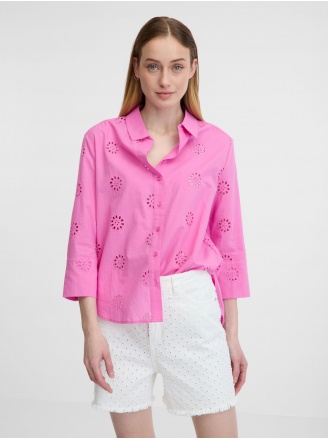 Розова риза с бродерия
