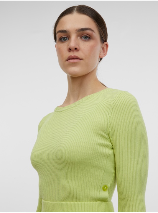 Светлозелен рипсен пуловер - изглед 2