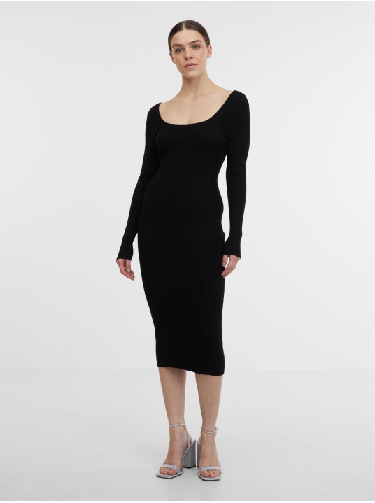 Черна плетена рокля - изглед 1