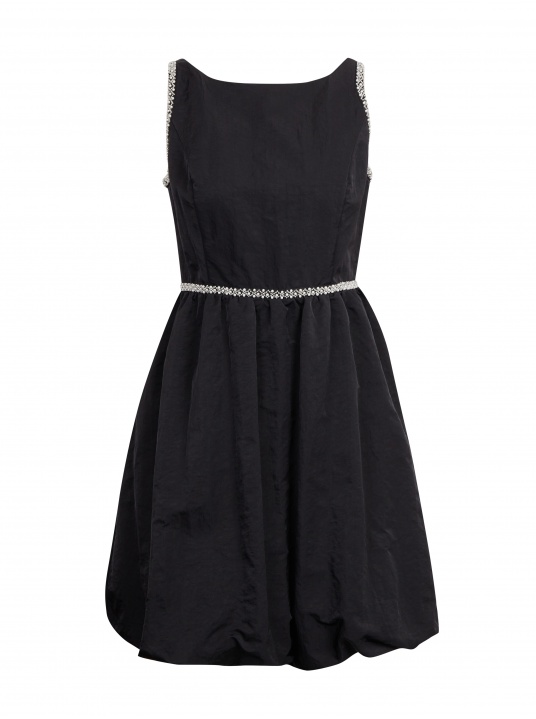 Черна рокля с декорации - изглед 5