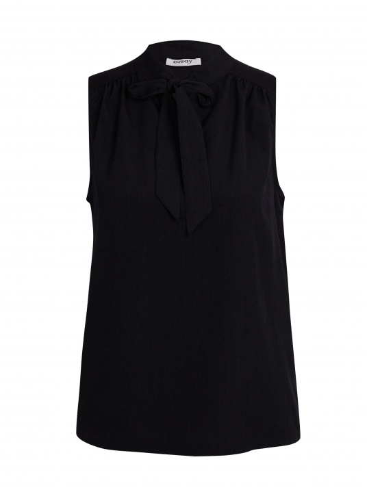 Черна блуза с панделка - изглед 5