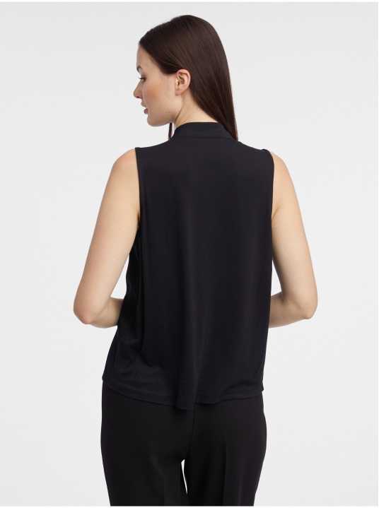 Черна блуза с панделка - изглед 3