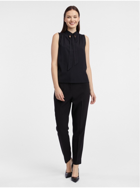 Черна блуза с панделка - изглед 4