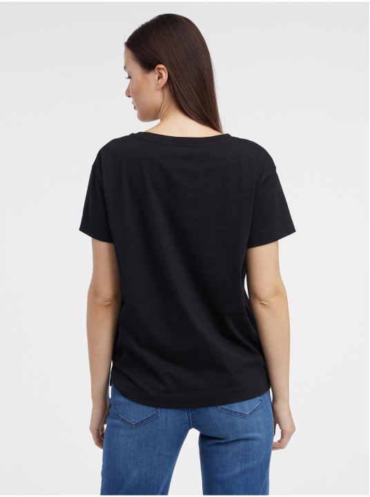 Черна тениска с щампа - изглед 3