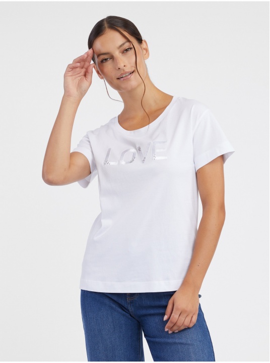 Бяла тениска с надпис - изглед 1