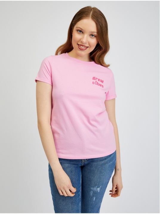 Розова тениска с надпис - изглед 1