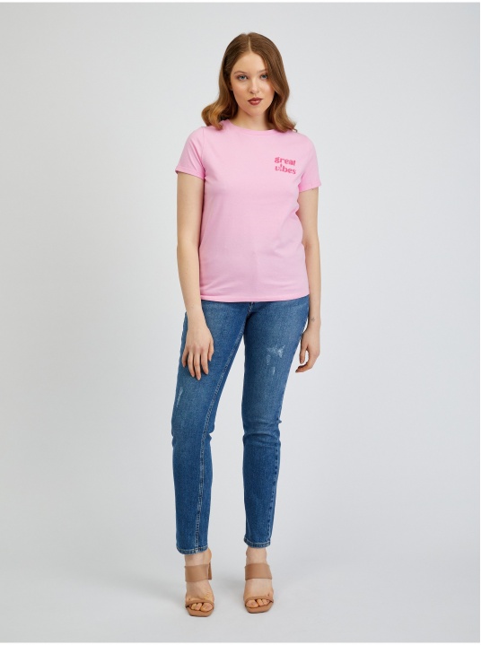 Розова тениска с надпис - изглед 4