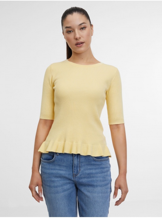 Жълта рипсена тениска - изглед 1