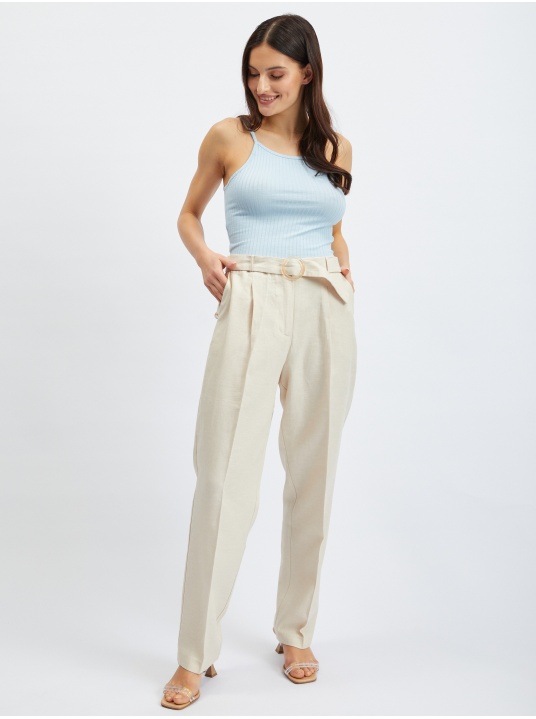 Ленен панталон с колан - изглед 4