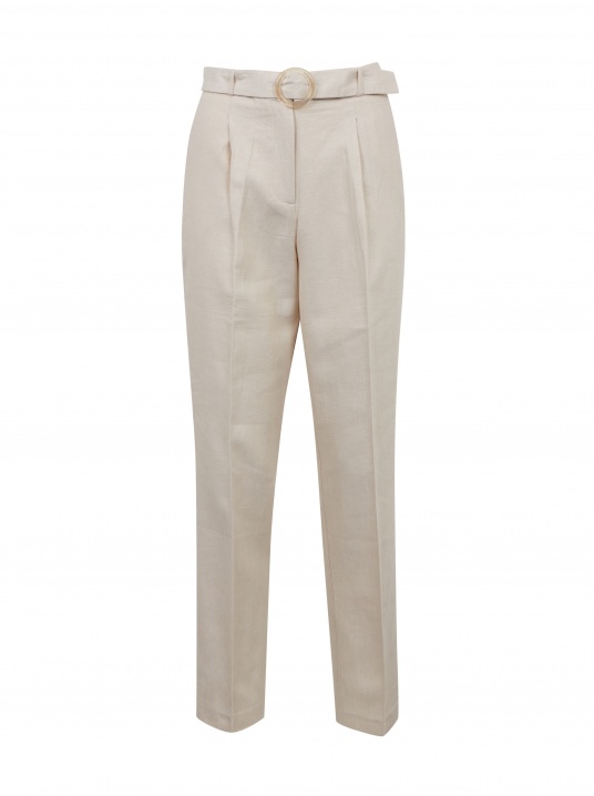 Ленен панталон с колан - изглед 5