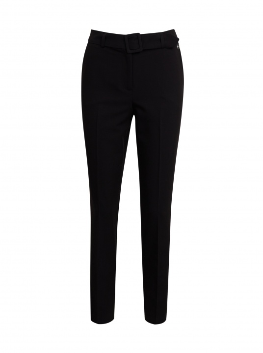 Черен панталон с колан - изглед 5