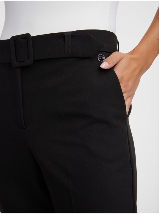 Черен панталон с колан - изглед 2