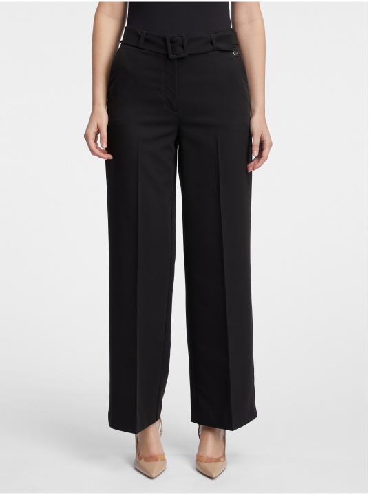 Черен панталон с широки крачоли - изглед 1