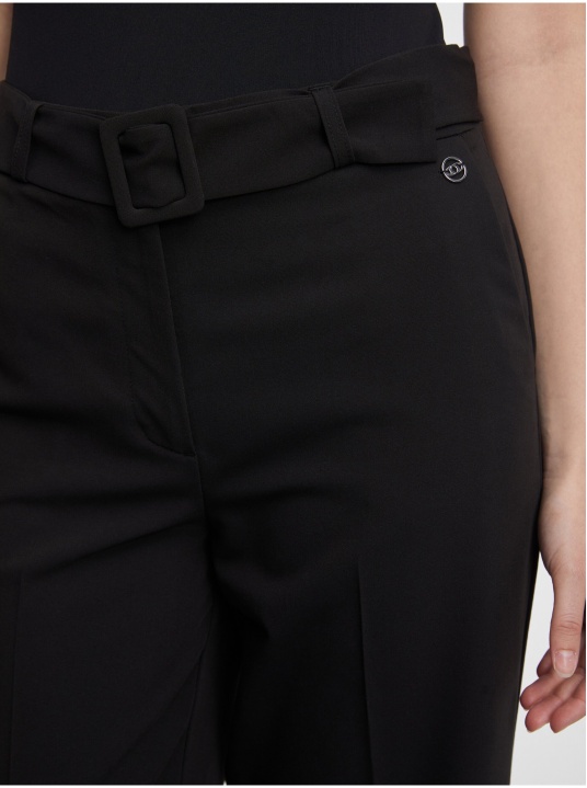 Черен панталон с широки крачоли - изглед 2