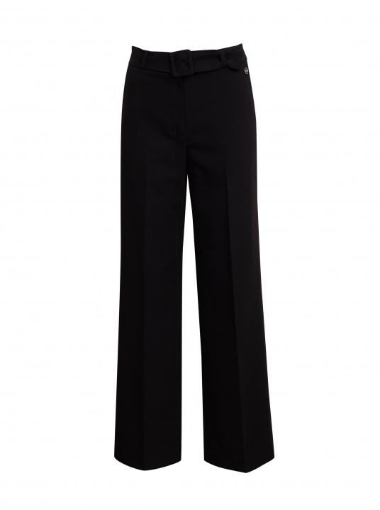Черен панталон с широки крачоли - изглед 5