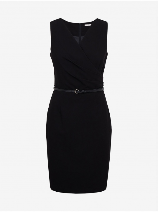 Черна рокля с колан - изглед 5