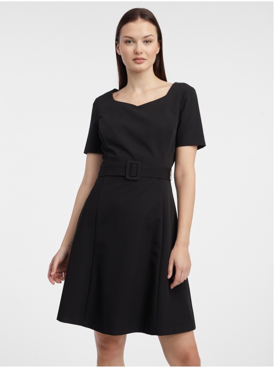 Черна рокля с къс ръкав - изглед 1