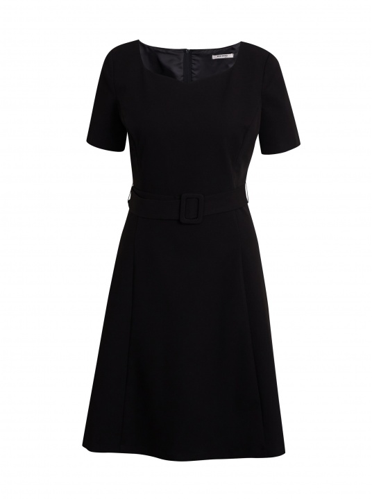 Черна рокля с къс ръкав - изглед 5