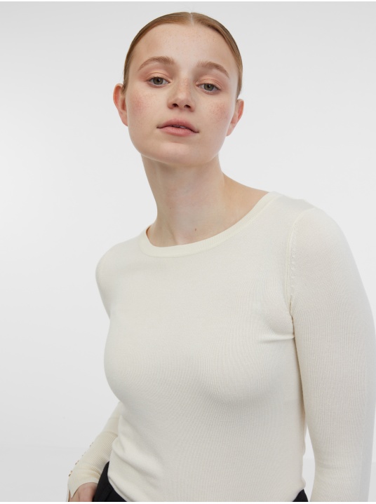 Пуловер в кремав цвят - изглед 2