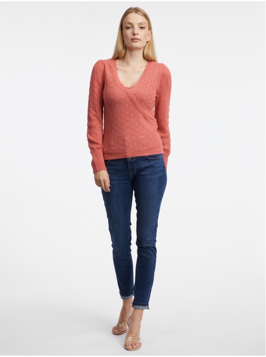 Оранжев пуловер - изглед 4