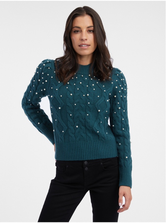 Пуловер с перли - изглед 1