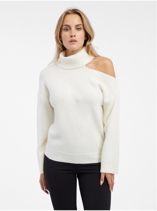 Пуловер с голо рамо - изглед 1