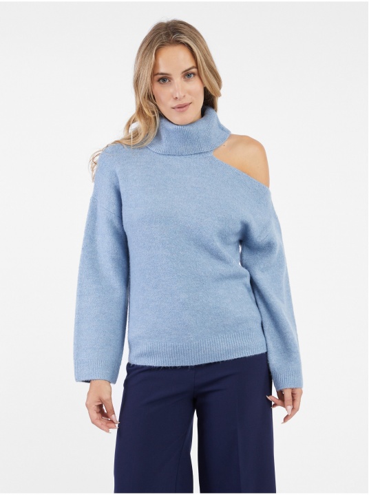 Пуловер с голо рамо - изглед 1