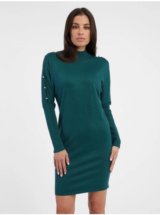 Зелена рокля от лурекс - изглед 1