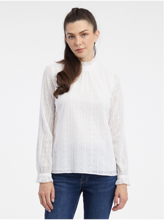 Бяла дантелена блуза - изглед 1
