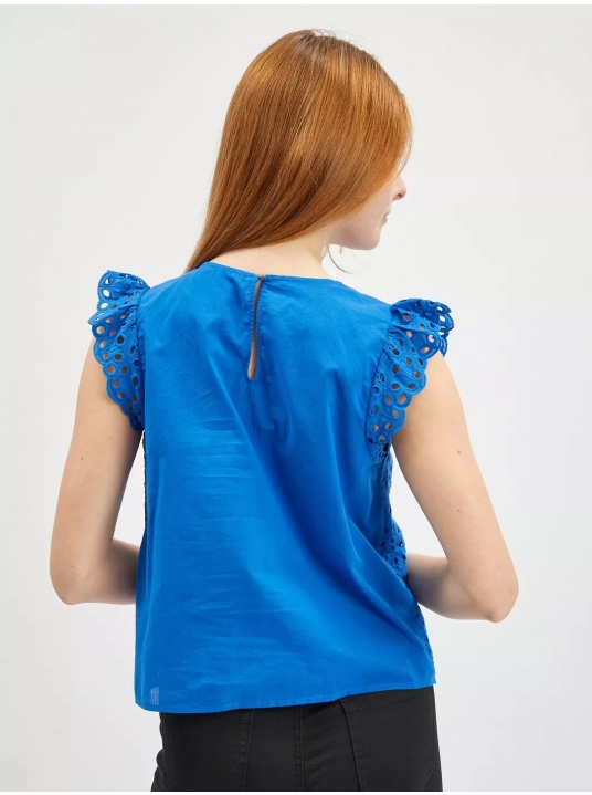 Синя блуза с бродерия - изглед 3