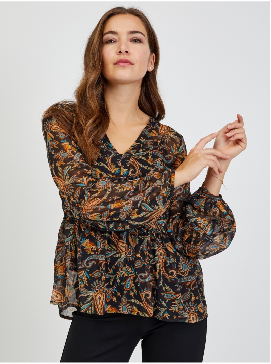 Кафява блуза с шарки - изглед 1