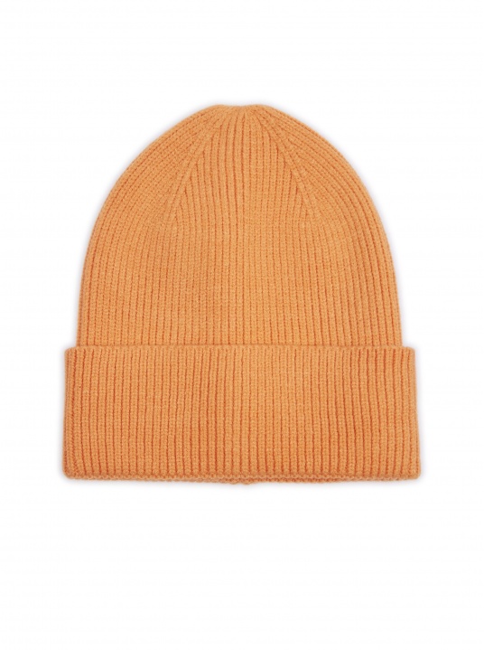 Оранжева рипсена шапка - изглед 2