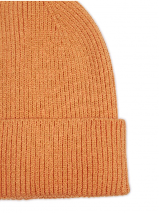 Оранжева рипсена шапка - изглед 4