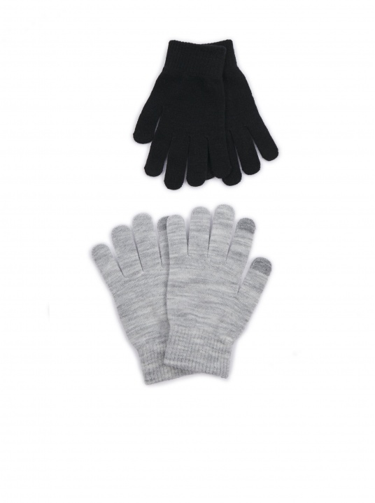 Комплект от два чифта ръкавици в черно и сиво - изглед 1