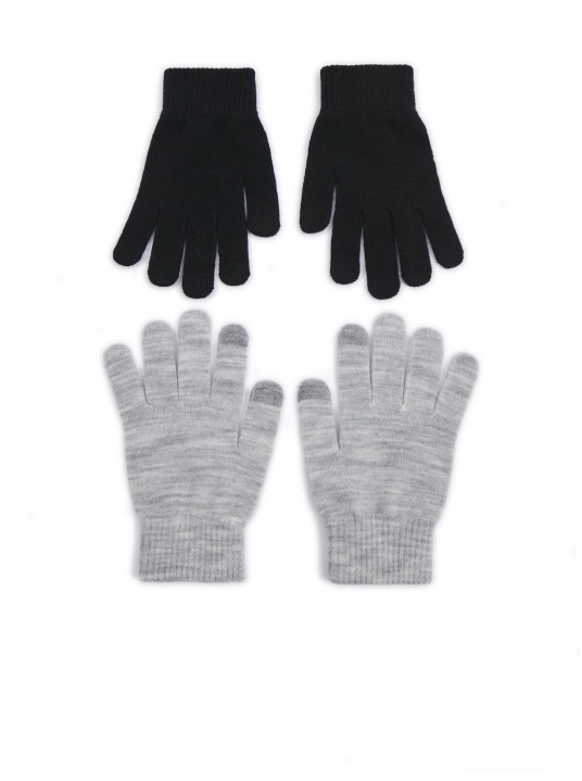 Комплект от два чифта ръкавици в черно и сиво - изглед 2