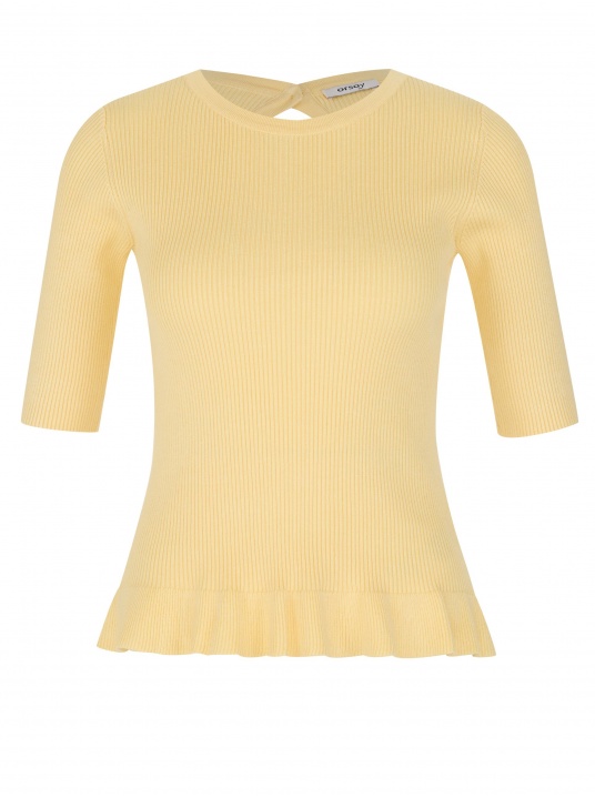 Жълта рипсена тениска - изглед 5